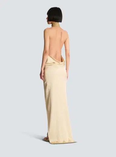 Balmain Silk halterneck dress with Sand Effect embroidery | Thumbnail 4 Balmain Silk halterneck dress with Sand Effect embroidery | Thumbnail 4