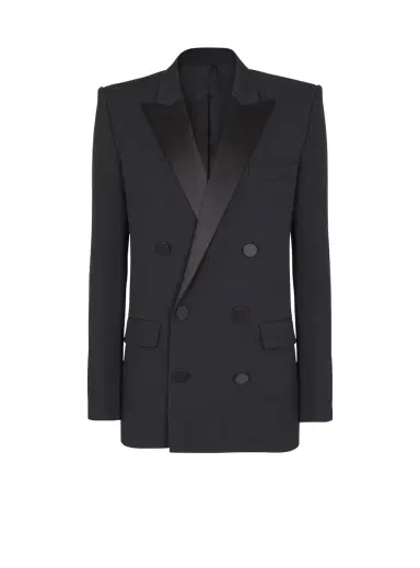 Balmain Grain de poudre blazer with satin lapels | Thumbnail 1 Balmain Grain de poudre blazer with satin lapels | Thumbnail 1