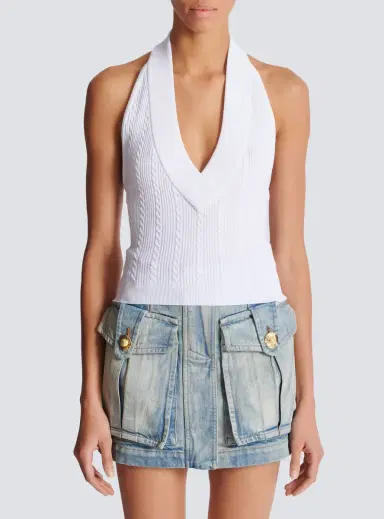 Balmain Cable-knit halterneck top | Thumbnail 8 Balmain Cable-knit halterneck top | Thumbnail 8