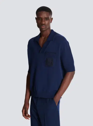 Balmain Écusson embroidered knit polo shirt | Thumbnail 5 Balmain Écusson embroidered knit polo shirt | Thumbnail 5