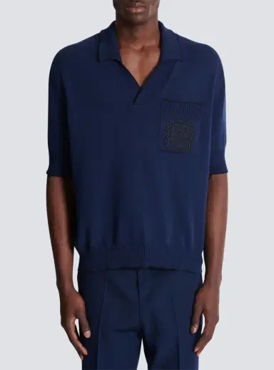 Balmain Écusson embroidered knit polo shirt | Thumbnail 7 Balmain Écusson embroidered knit polo shirt | Thumbnail 7