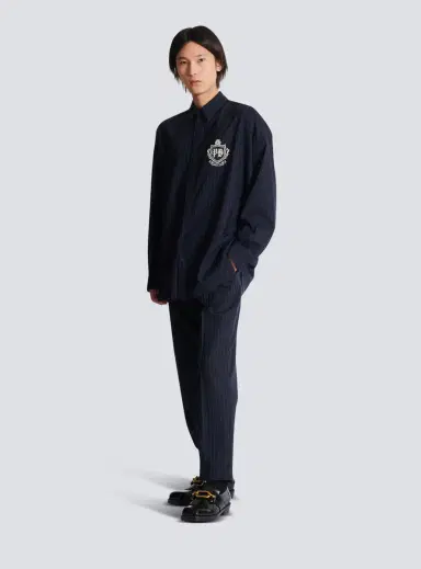 Balmain Striped wool College Emblem shirt | Thumbnail 2 Balmain Striped wool College Emblem shirt | Thumbnail 2