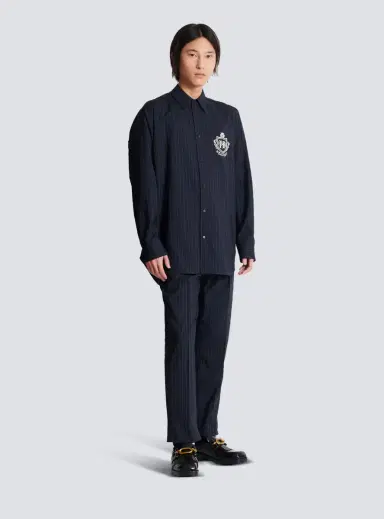 Balmain Striped wool College Emblem shirt | Thumbnail 3 Balmain Striped wool College Emblem shirt | Thumbnail 3