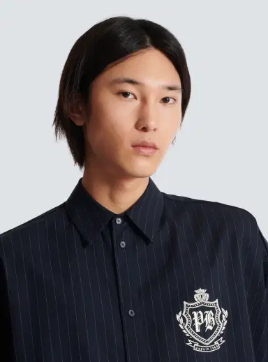 Balmain Striped wool College Emblem shirt | Thumbnail 5 Balmain Striped wool College Emblem shirt | Thumbnail 5