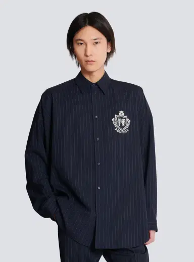 Balmain Striped wool College Emblem shirt | Thumbnail 7 Balmain Striped wool College Emblem shirt | Thumbnail 7