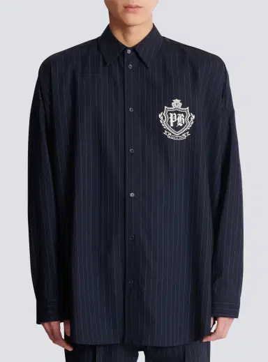 Balmain Striped wool College Emblem shirt | Thumbnail 8 Balmain Striped wool College Emblem shirt | Thumbnail 8