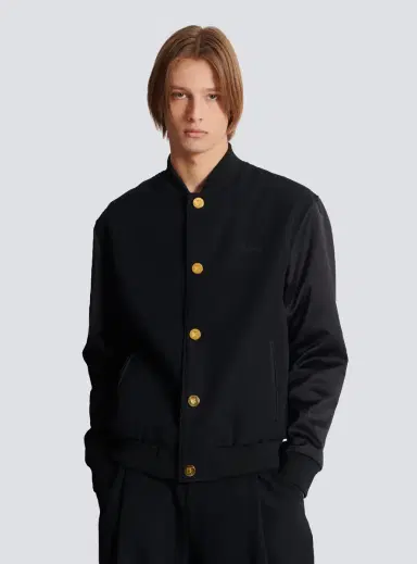 Balmain Varsity jacket in grain de poudre wool and satin | Thumbnail 6 Balmain Varsity jacket in grain de poudre wool and satin | Thumbnail 6