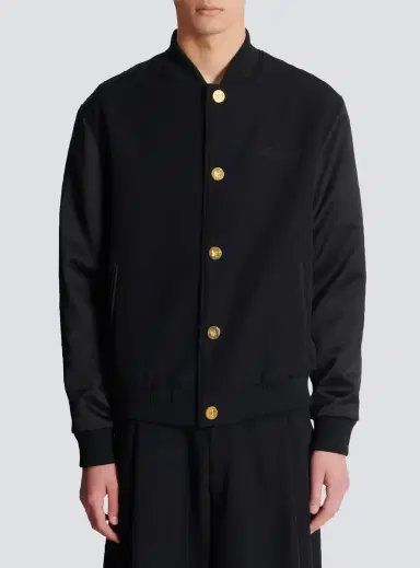 Balmain Varsity jacket in grain de poudre wool and satin | Thumbnail 8 Balmain Varsity jacket in grain de poudre wool and satin | Thumbnail 8
