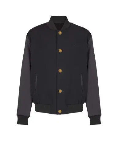 Balmain Varsity jacket in grain de poudre wool and satin | Thumbnail 1 Balmain Varsity jacket in grain de poudre wool and satin | Thumbnail 1