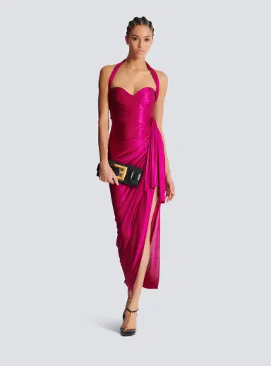 Balmain Flowing draped interlock jersey dress | Thumbnail 2 Balmain Flowing draped interlock jersey dress | Thumbnail 2