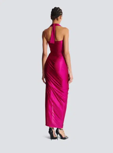 Balmain Flowing draped interlock jersey dress | Thumbnail 4 Balmain Flowing draped interlock jersey dress | Thumbnail 4
