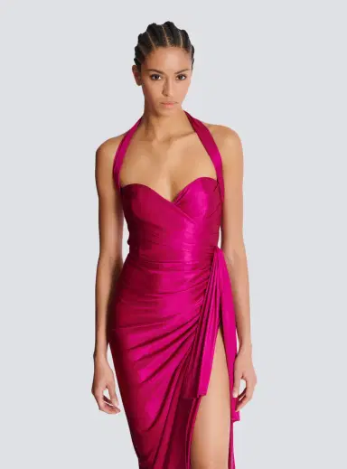 Balmain Flowing draped interlock jersey dress | Thumbnail 6 Balmain Flowing draped interlock jersey dress | Thumbnail 6