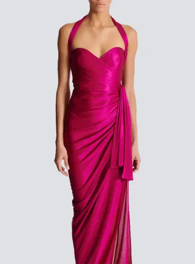 Balmain Flowing draped interlock jersey dress | Thumbnail 8 Balmain Flowing draped interlock jersey dress | Thumbnail 8