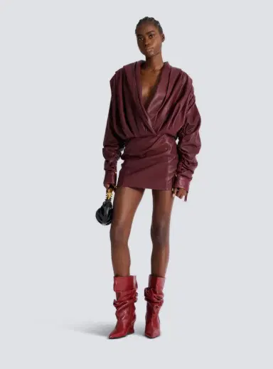 Balmain Short hooded dress in washed lambskin | Thumbnail 2 Balmain Short hooded dress in washed lambskin | Thumbnail 2
