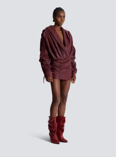 Balmain Short hooded dress in washed lambskin | Thumbnail 3 Balmain Short hooded dress in washed lambskin | Thumbnail 3