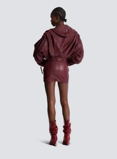 Balmain Short hooded dress in washed lambskin | Thumbnail 4 Balmain Short hooded dress in washed lambskin | Thumbnail 4
