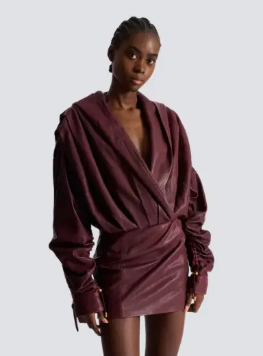 Balmain Short hooded dress in washed lambskin | Thumbnail 6 Balmain Short hooded dress in washed lambskin | Thumbnail 6