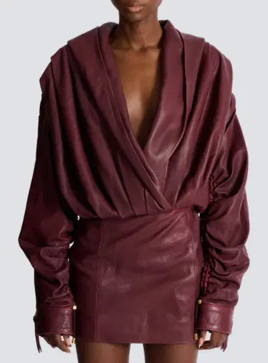 Balmain Short hooded dress in washed lambskin | Thumbnail 8 Balmain Short hooded dress in washed lambskin | Thumbnail 8