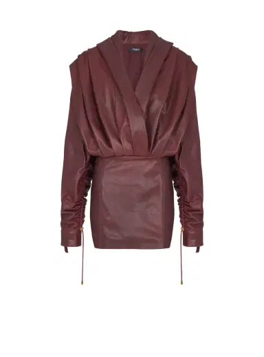 Balmain Short hooded dress in washed lambskin | Thumbnail 1 Balmain Short hooded dress in washed lambskin | Thumbnail 1