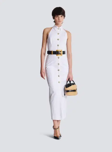 Balmain Bodycon backless poplin dress | Thumbnail 2 Balmain Bodycon backless poplin dress | Thumbnail 2