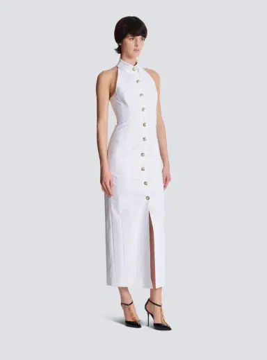 Balmain Bodycon backless poplin dress | Thumbnail 3 Balmain Bodycon backless poplin dress | Thumbnail 3