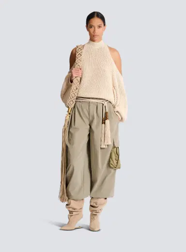 Balmain Cotton knit open-shoulder jumper | Thumbnail 2 Balmain Cotton knit open-shoulder jumper | Thumbnail 2