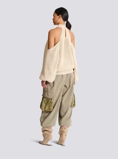 Balmain Cotton knit open-shoulder jumper | Thumbnail 3 Balmain Cotton knit open-shoulder jumper | Thumbnail 3
