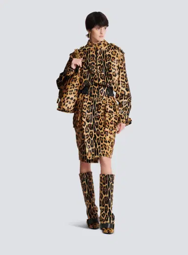 Balmain Ponyskin-style leather bomber jacket with leopard pattern | Thumbnail 2 Balmain Ponyskin-style leather bomber jacket with leopard pattern | Thumbnail 2
