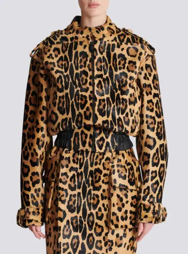 Balmain Ponyskin-style leather bomber jacket with leopard pattern | Thumbnail 8 Balmain Ponyskin-style leather bomber jacket with leopard pattern | Thumbnail 8