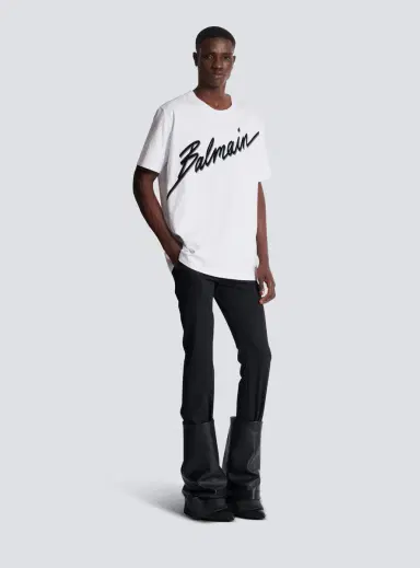 Balmain T-shirt with flocked Letter logo | Thumbnail 3 Balmain T-shirt with flocked Letter logo | Thumbnail 3