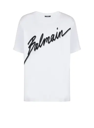 Balmain T-shirt with flocked Letter logo | Thumbnail 1 Balmain T-shirt with flocked Letter logo | Thumbnail 1