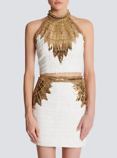 Balmain Embroidered tweed crop top | Thumbnail 7 Balmain Embroidered tweed crop top | Thumbnail 7