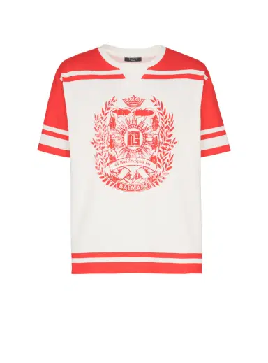 Balmain Varsity T-shirt with Écusson print | Thumbnail 1 Balmain Varsity T-shirt with Écusson print | Thumbnail 1