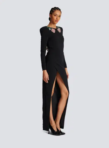 Balmain Long backless dress with Roses embroidery | Thumbnail 3 Balmain Long backless dress with Roses embroidery | Thumbnail 3