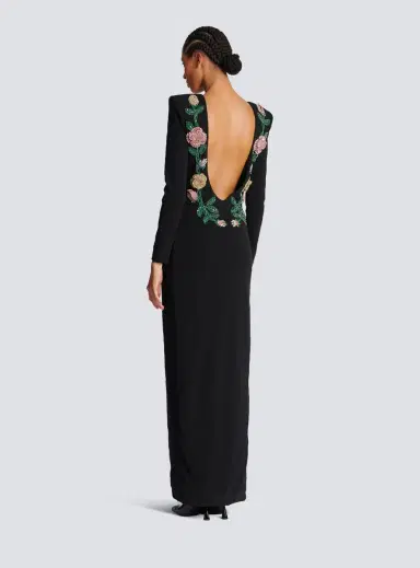Balmain Long backless dress with Roses embroidery | Thumbnail 4 Balmain Long backless dress with Roses embroidery | Thumbnail 4