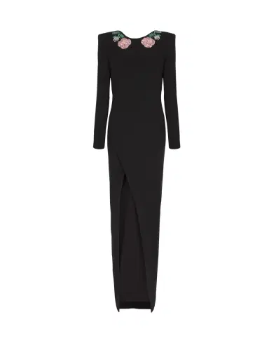 Balmain Long backless dress with Roses embroidery | Thumbnail 1 Balmain Long backless dress with Roses embroidery | Thumbnail 1