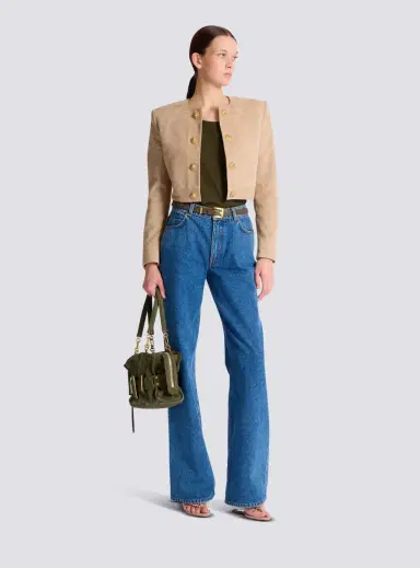 Balmain Cropped suede leather jacket | Thumbnail 2 Balmain Cropped suede leather jacket | Thumbnail 2