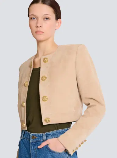 Balmain Cropped suede leather jacket | Thumbnail 6 Balmain Cropped suede leather jacket | Thumbnail 6
