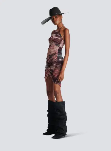 Balmain Short Pastel printed draped tulle dress | Thumbnail 2 Balmain Short Pastel printed draped tulle dress | Thumbnail 2