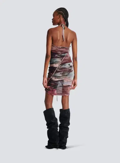 Balmain Short Pastel printed draped tulle dress | Thumbnail 4 Balmain Short Pastel printed draped tulle dress | Thumbnail 4