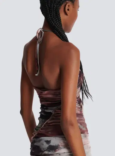 Balmain Short Pastel printed draped tulle dress | Thumbnail 5 Balmain Short Pastel printed draped tulle dress | Thumbnail 5