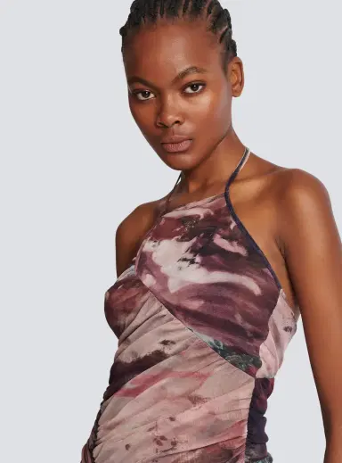 Balmain Short Pastel printed draped tulle dress | Thumbnail 6 Balmain Short Pastel printed draped tulle dress | Thumbnail 6