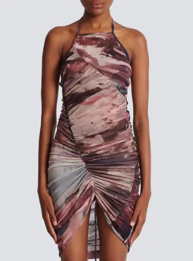 Balmain Short Pastel printed draped tulle dress | Thumbnail 8 Balmain Short Pastel printed draped tulle dress | Thumbnail 8