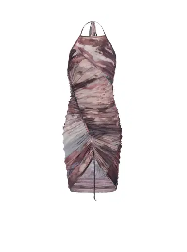 Balmain Short Pastel printed draped tulle dress | Thumbnail 1 Balmain Short Pastel printed draped tulle dress | Thumbnail 1