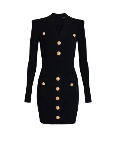 Balmain Short knitted dress with gold buttons | Thumbnail 1 Balmain Short knitted dress with gold buttons | Thumbnail 1