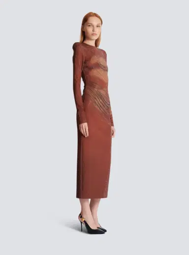 Balmain Printed long rhinestone dress | Thumbnail 3 Balmain Printed long rhinestone dress | Thumbnail 3