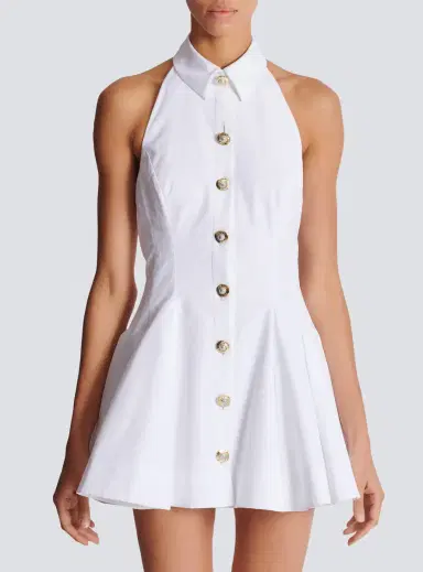 Balmain A-line backless poplin dress | Thumbnail 7 Balmain A-line backless poplin dress | Thumbnail 7