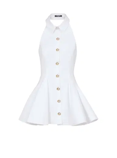 Balmain A-line backless poplin dress | Thumbnail 1 Balmain A-line backless poplin dress | Thumbnail 1