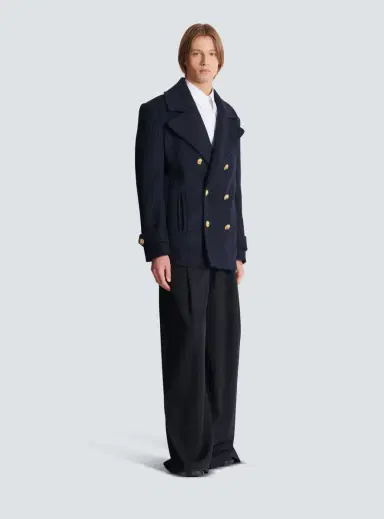 Balmain Short striped wool pea coat | Thumbnail 3 Balmain Short striped wool pea coat | Thumbnail 3