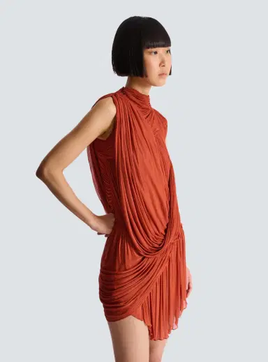 Balmain Draped flowing jersey dress | Thumbnail 7 Balmain Draped flowing jersey dress | Thumbnail 7